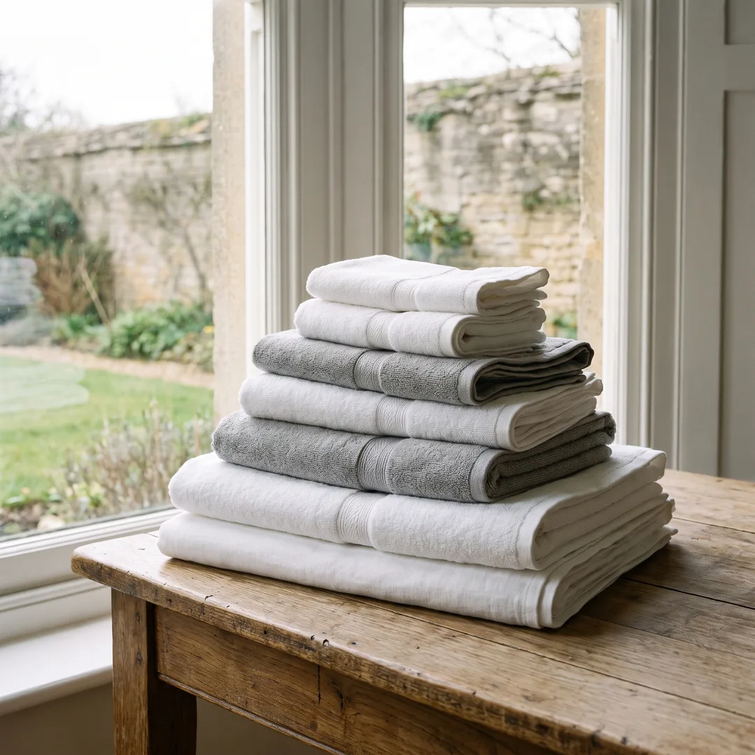 Crisp white folded linen, evoking a fresh, deep-cleaned finish